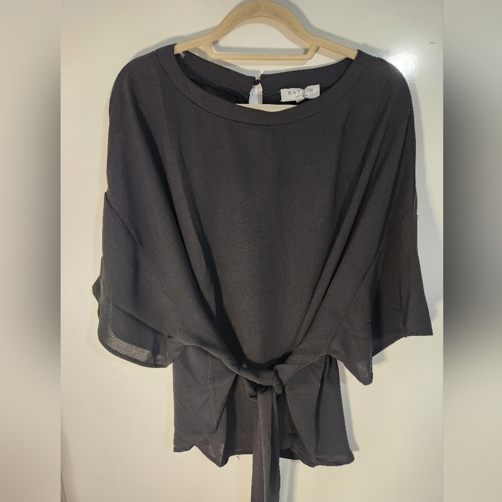 Women's Black Tie-Front Top, Size M/L